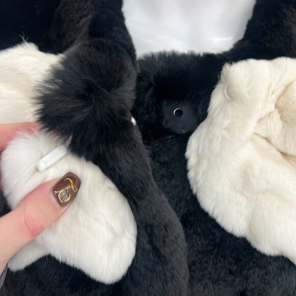$13500 NWT Marc Jacobs Black White Bow Dyed Rabbit Fur Jacket size 8 - Picture 4 of 13